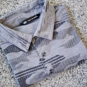 Travis Mathew Polo Shirt Mens Small White Camo Golf Tropical Performance